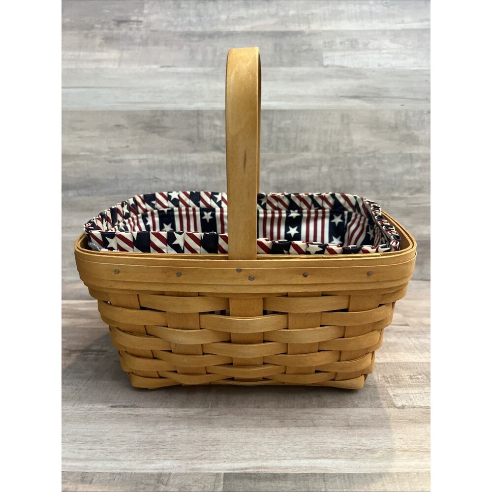Longaberger 2002 Spring Basket 10.5" Handle All American Sparkler Standup Liner